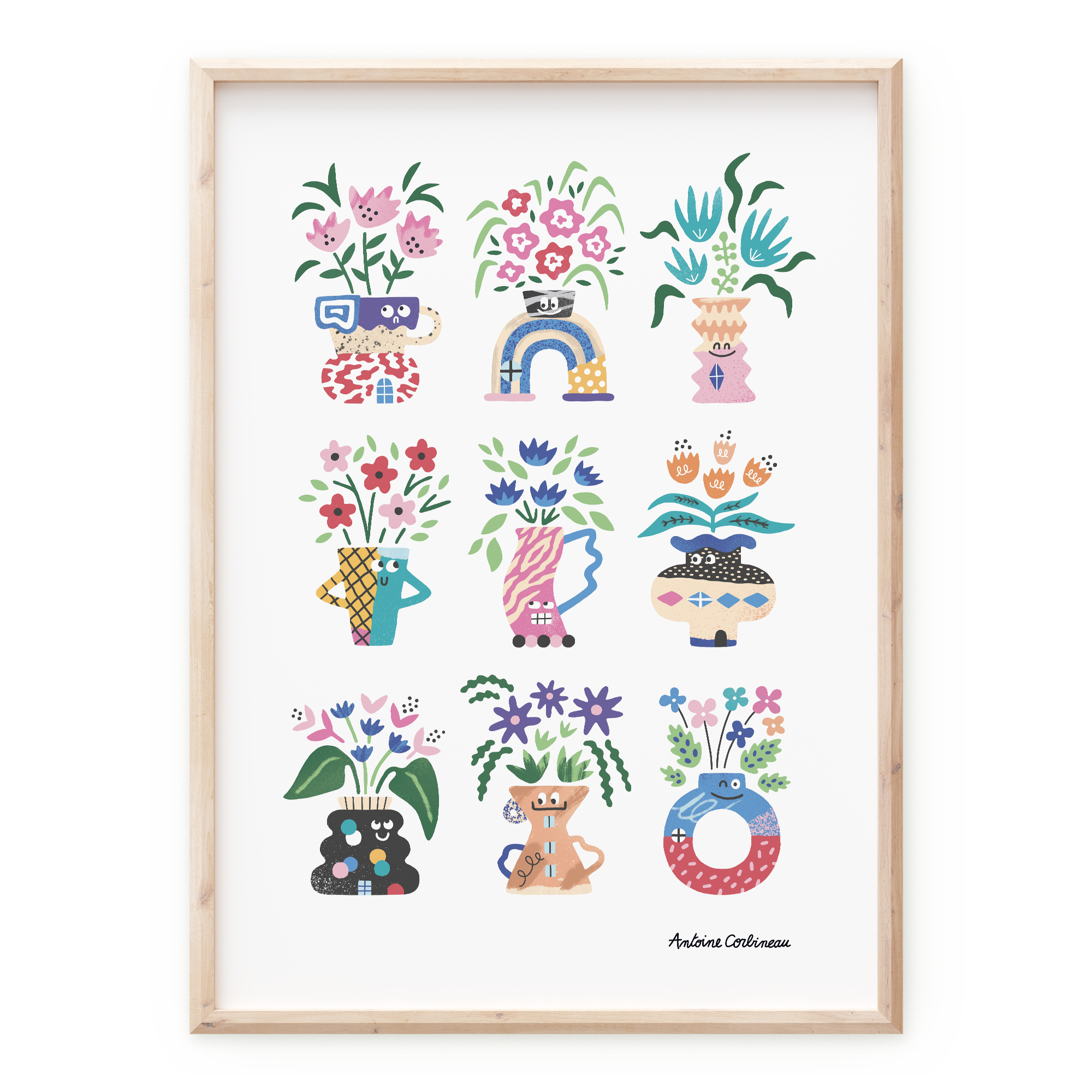 Affiche série Bouquets par Antoine Corbineau, illustrations florales colorées
