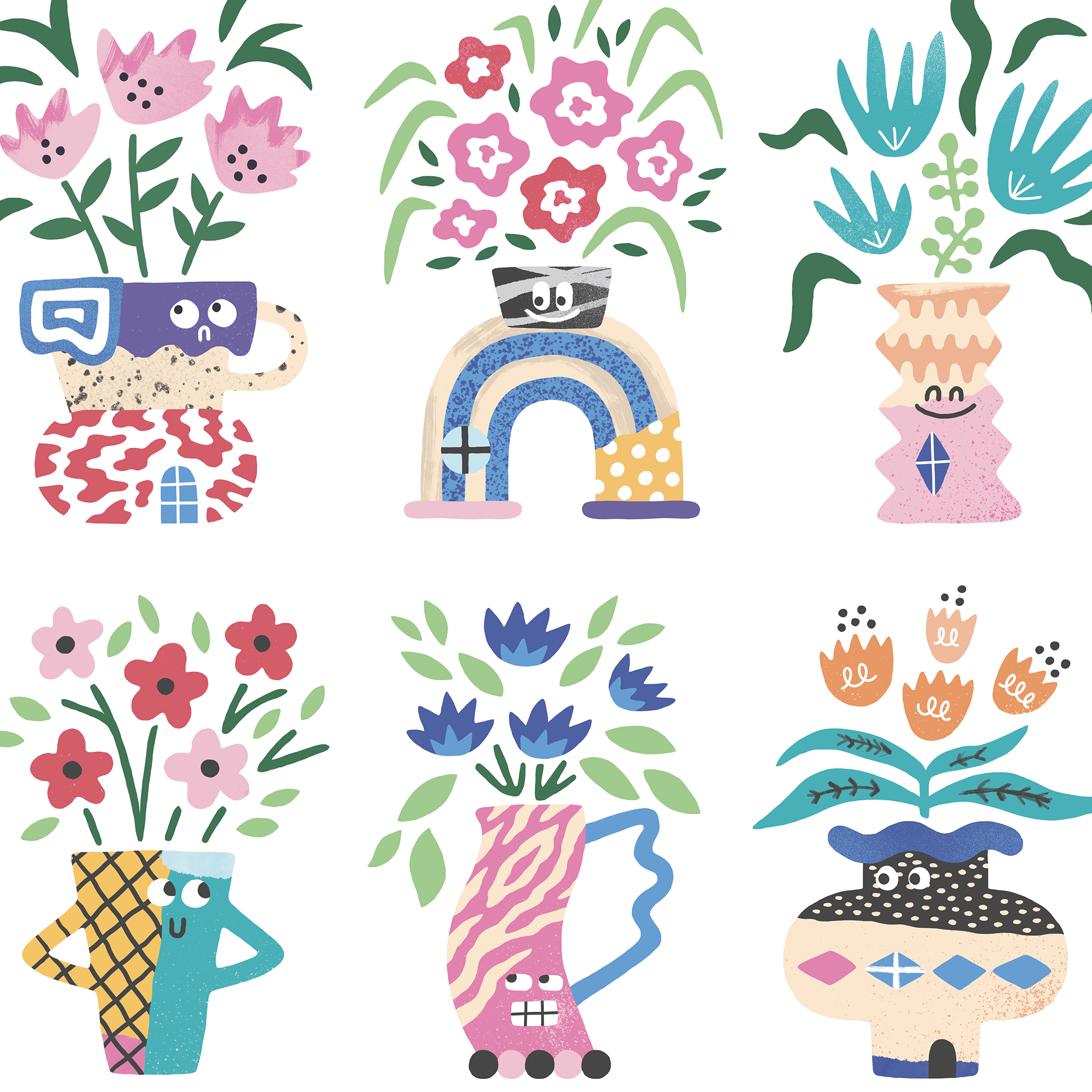 Affiche série Bouquets par Antoine Corbineau, illustrations florales colorées