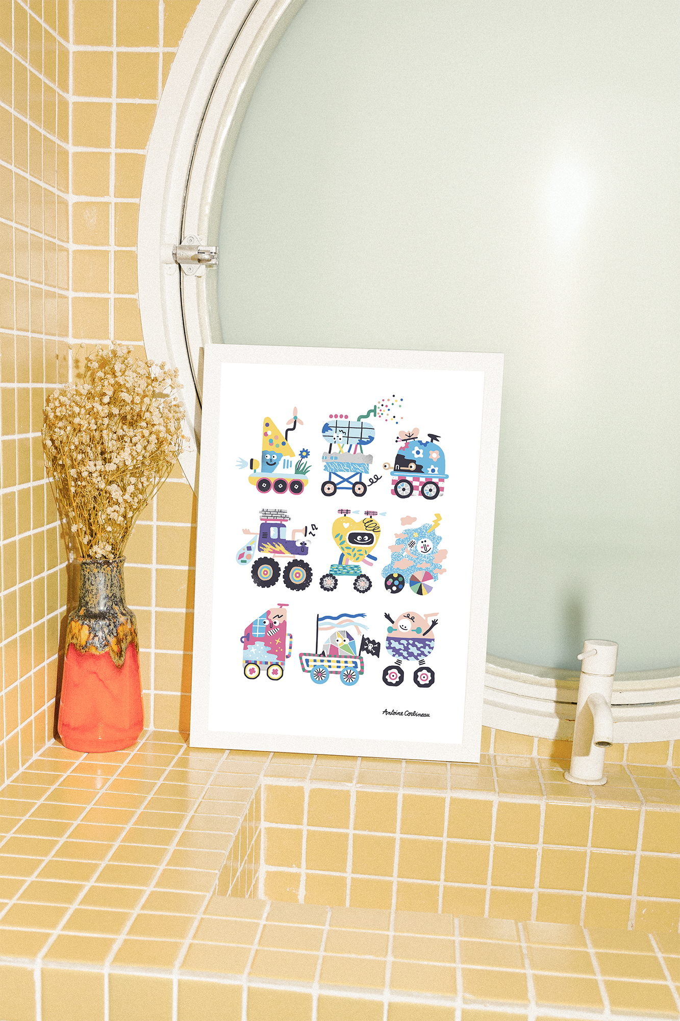 Affiche Cool Cars par Antoine Corbineau, voitures imaginaires illustrées colorées