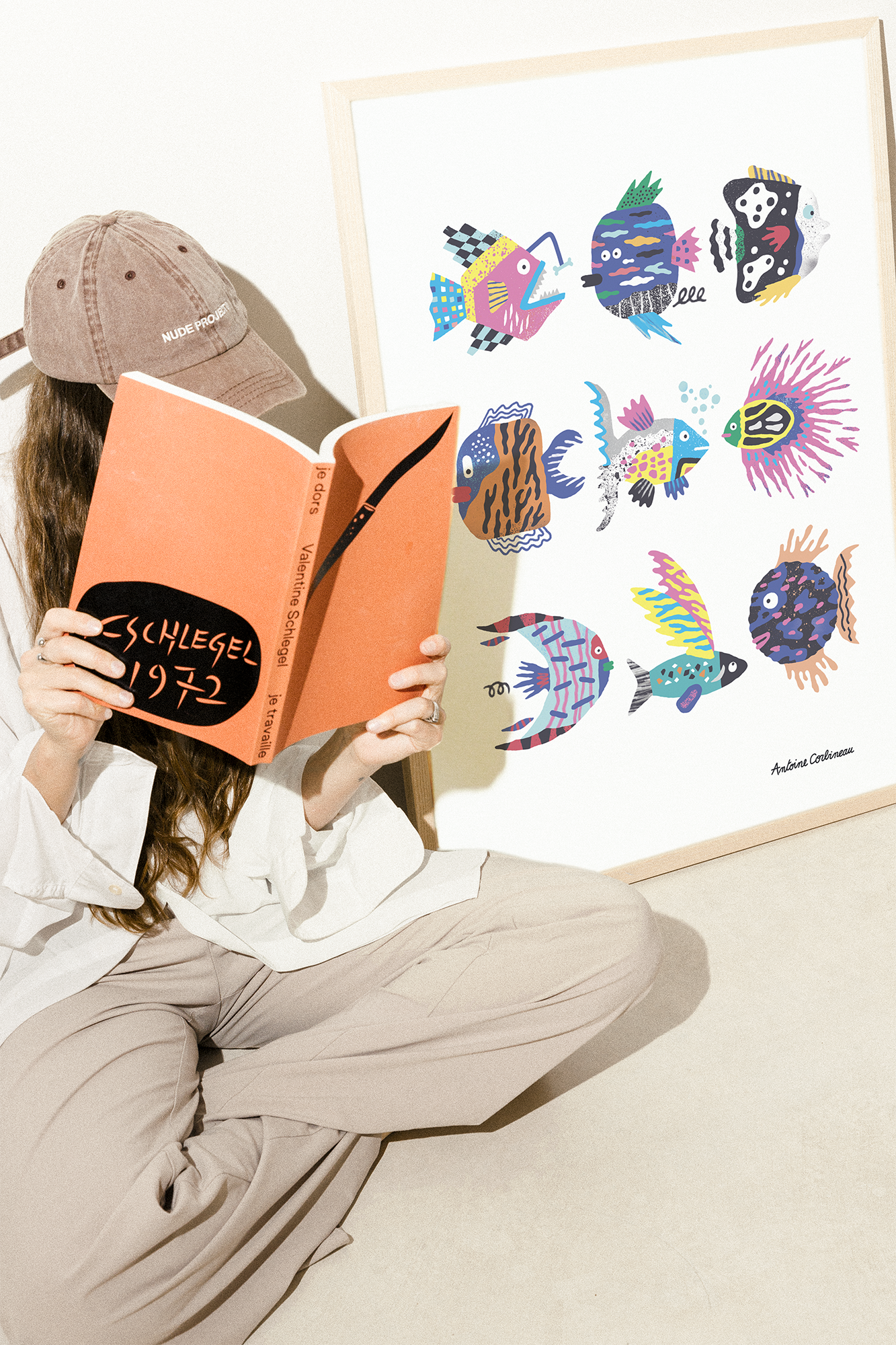 Affiche Weird Fishes par Antoine Corbineau, poissons imaginaires colorés illustrés